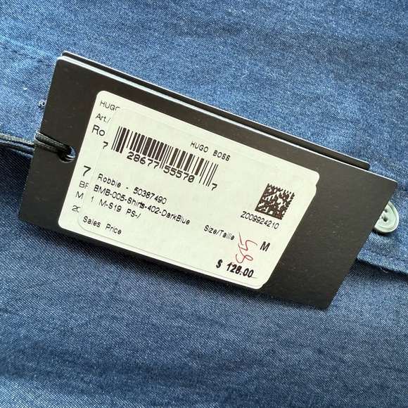 NWT Hugo Boss Robbie Sharp Fit Shirt, Navy Blue, Medium - Picture 3 of 5